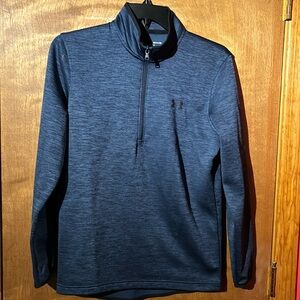 Men’s Under Armor quarter zip.  Size S navy blue with Black Trim & fleece inside